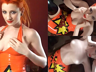 Ulorin Vex in Orange Dress and Stockings - LatexHeavenVideo